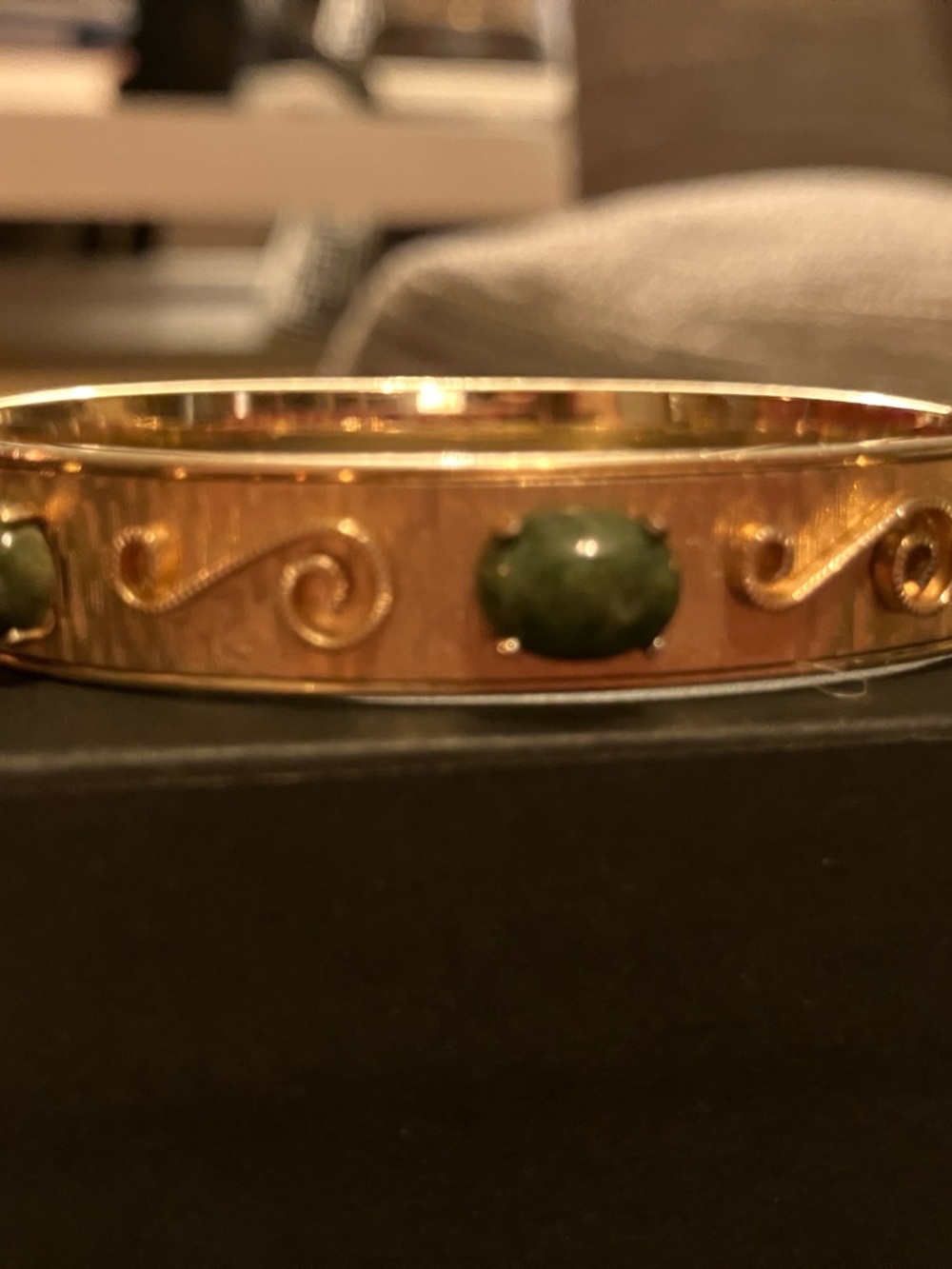 Vintage Krementz Gold over sterling  Bracelet with Jade Accents